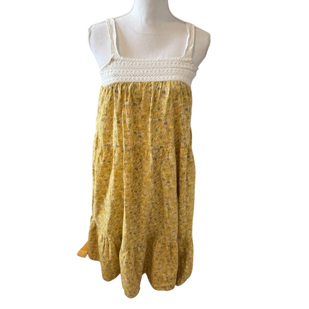 Universal Thread Cotton Crochet Trim Sun Dress Yellow Ditzy Floral Print S
